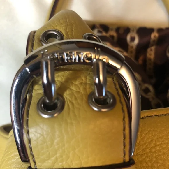 Tignanello Yellow Shoulder Bag with Leather Finish and Structured Design - Picture 10 of 13